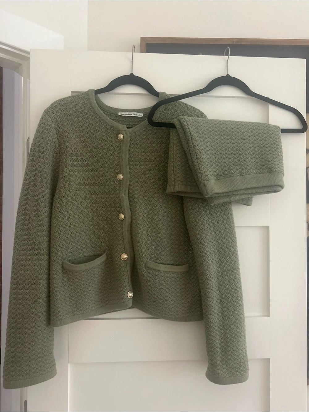 Abercrombie Green Textural Sweater Jacket & Mini Skort Set Size L
